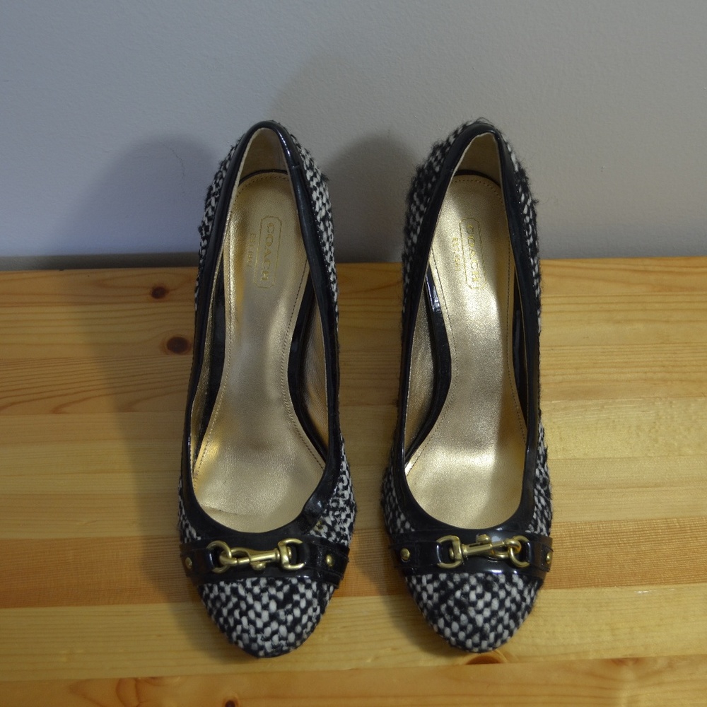 Coach Desaree Black and White Boucle Pumps